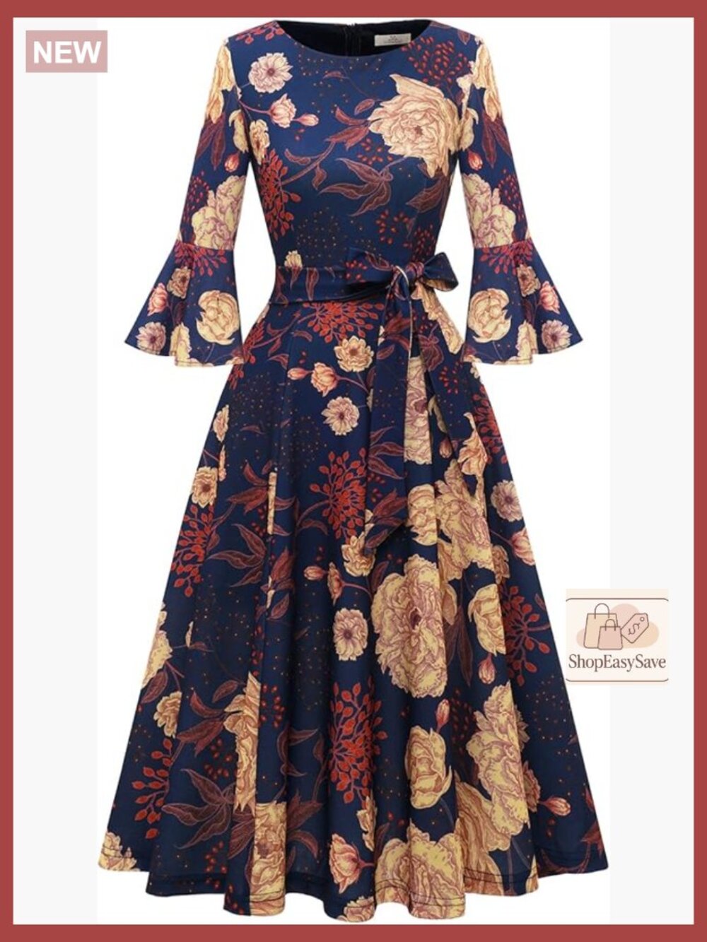 Velvet Midi Dress Long Sleeve Vintage Elegant Cocktail Party Formal Wear